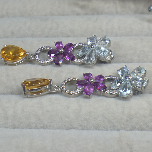 シトリン ガーネット アメジスト ピアス 925 ☆0171 KIRABOSHIgem 