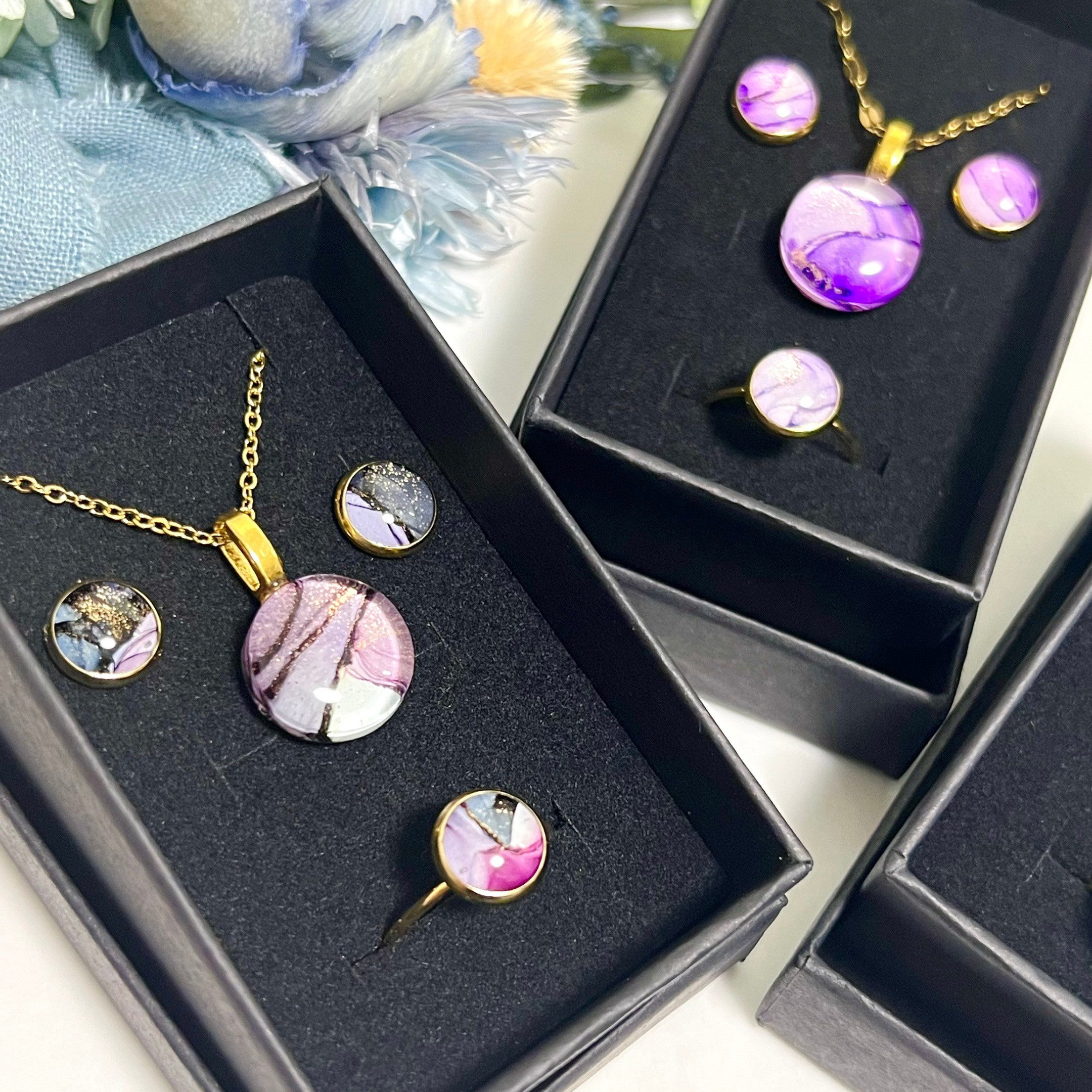 【3点set】アルコールインクアートアクセサリー