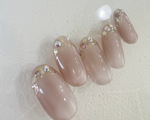 ネイルチップ マグネット シンプル 大人 ブラウン 結婚式 ウエディング ネイルチップ マグネット シンプル 大人 ブラウン 結婚式