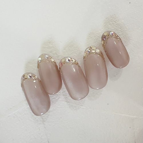 ネイルチップ　ニュアンスネイル　マグネット　ブライダルネイル　結婚式ネイル No.165】ニュアンス 上品 大人かわいい ウエディング 結婚式 オフィス