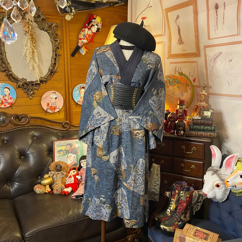 【クーポン対象外】 和洋折衷 長襦袢 ワンピース ドレス レトロ 古着 ユニセックス 着物・浴衣