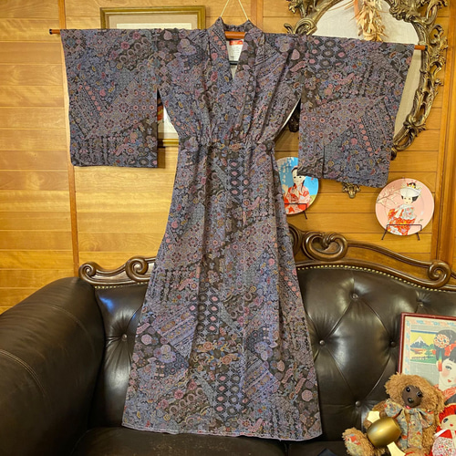 着物リメイクワンピース3282 和洋折衷 着物 リメイク ワンピース ドレス 名古屋帯サッシュ