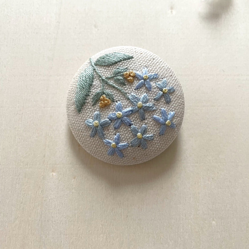 ブルーローズスワッグ ハンドメイド リボン刺繍ブローチ くるみ
