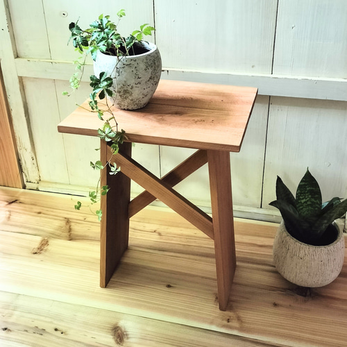 シンプルなプリミティブミニテーブル (観葉植物 花台 スツール) サイド