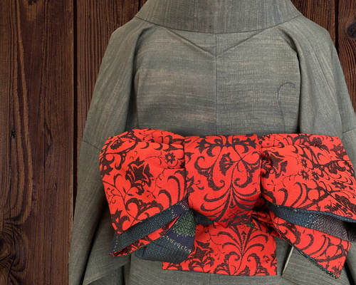 紬お着物リメイク* ハロウィン 大人の兵児帯 半幅帯 長尺470cm 和装