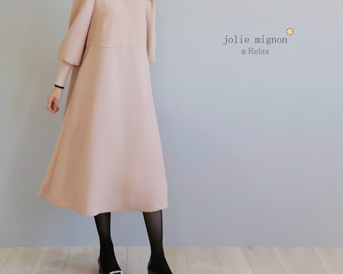 選べる2サイズ！】ニット衿 袖口すっきり リラックスワンピース