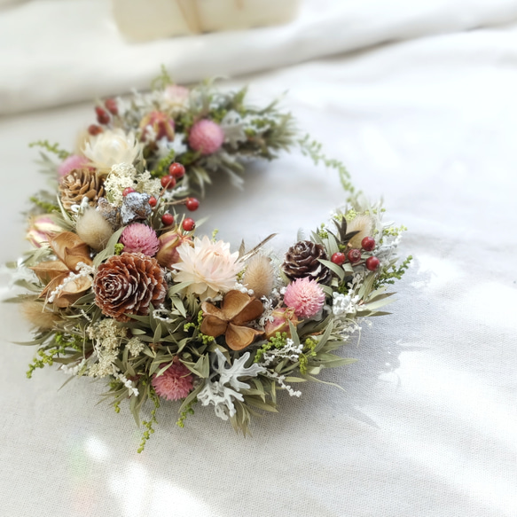 三日月リース小花いっぱい