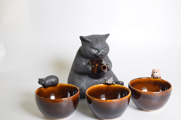 オーダー　猫香炉・猫徳利・猫口3個 セット　（※ご本人様以外は購入できません！） 6枚目の画像