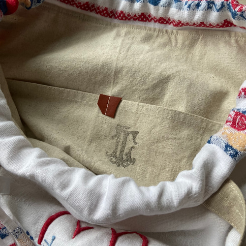 貴重*フランスアンティークリネン*赤色手刺繍*モノグラム刺繍 貴重*フランスアンティークリネン*赤色手刺繍*モノグラム刺繍