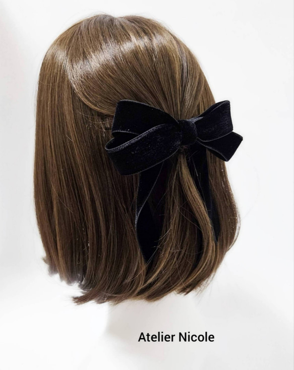 ベロアリボン 】 バレッタ ベルベット 両面 別珍 ヘアクリップ・バナナ