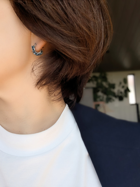希少ブルーダイヤモンド原石 宝石質SV925サージカルステンレス14kgf indigoデニムサムシングブルー結婚ペア 9枚目の画像