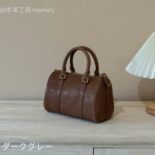 細工ボストンバッグ 2way牛革ショルダーバッグ 手提げ