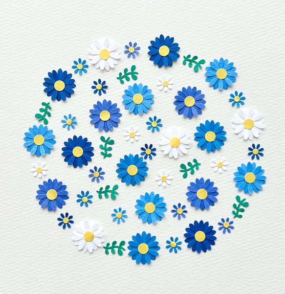 クラフトパンチ 可愛い小さなお花〜ブルー デイジー 寄せ書き アルバム