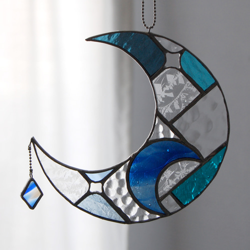 mosaik verglasung/ステンドグラス/三日月&星型/ドイツ製 c70eb9a446b0bdf16c40ab76b2abac