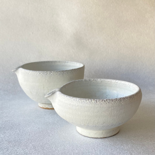 ⚫️白釉 縁模様片口 溪雲〈大・浅〉 お椀・ボウル・鉢 LA POTERIE  