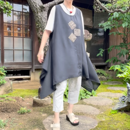 着物リメイク】絽のおしゃれなジレ ベスト 古布華 通販 18214188