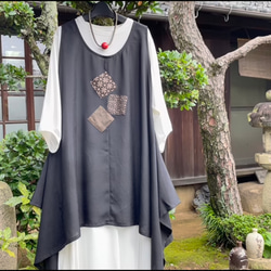 着物リメイク】絣のパッチワークブラウス/藍染/古布 ブラウス