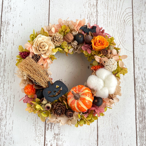 木の実とコットンのハロウィンリース＊20cm リース hanayui_happy 通販