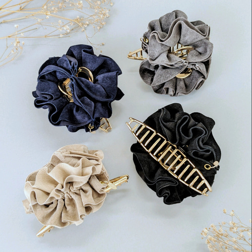 Ace シュシュ ヘアクリップ 全4色】11cm/本革♡スエード 大人のためのシュシュバンスクリップ