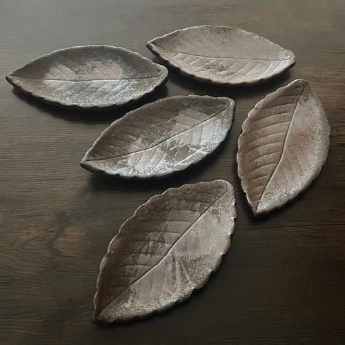 備前焼葉皿曙5枚組 中皿 antique art nozomi 通販 18214400｜Creema