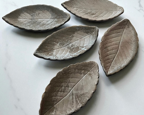 備前焼葉皿曙5枚組 中皿 antique art nozomi 通販 18214400｜Creema