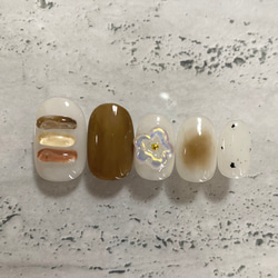 ネイルチップ ガーリー ぷっくり チークネイル ブラウンネイル 1枚目の画像