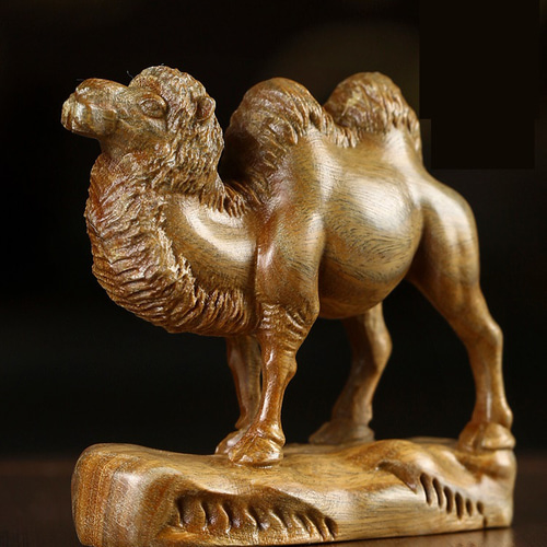 ラクダ　木彫り だんぼく ラクダの彫刻 文字遊びの手 創造的な動物のデスクトップ装飾