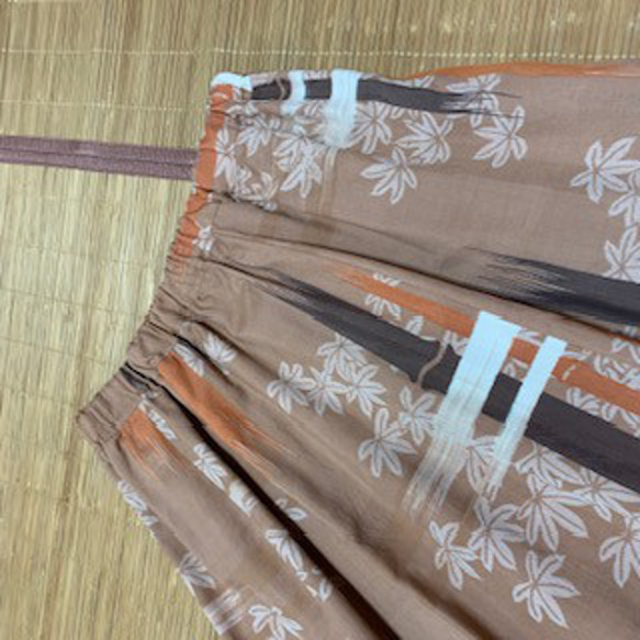正絹リメイクスカート　紅葉 5枚目の画像