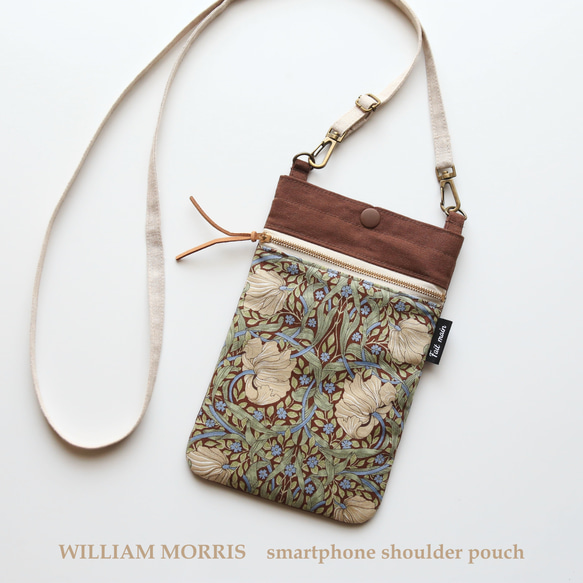 送料無料】ウィリアムモリス生地使用☆スマホポシェット☆スマホ