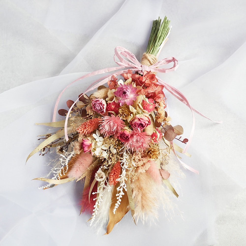 こっくりローズのドライフラワースワッグ/花束 壁掛け 誕生日 ギフト