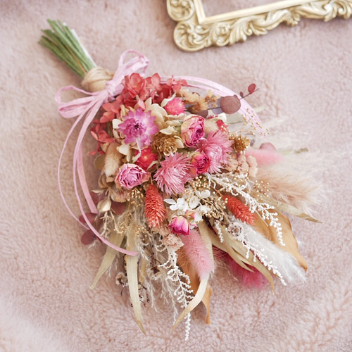 こっくりローズのドライフラワースワッグ/花束 壁掛け 誕生日 ギフト