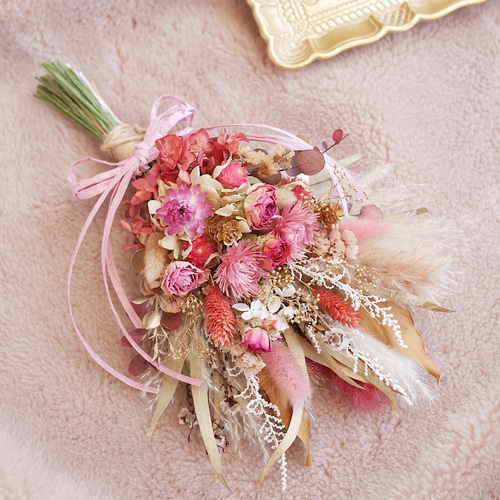 こっくりローズのドライフラワースワッグ/花束 壁掛け 誕生日 ギフト