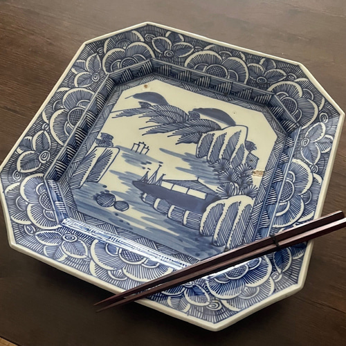 伊万里染付角大皿 玩 大皿 antique art nozomi 通販 18215230｜Creema