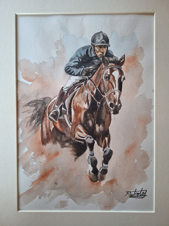 水彩画 最強の障害馬 絵画 makochin 通販 18215356｜Creema