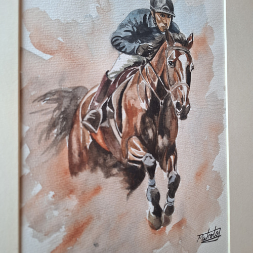 水彩画 最強の障害馬 絵画 makochin 通販 18215356｜Creema(クリーマ)