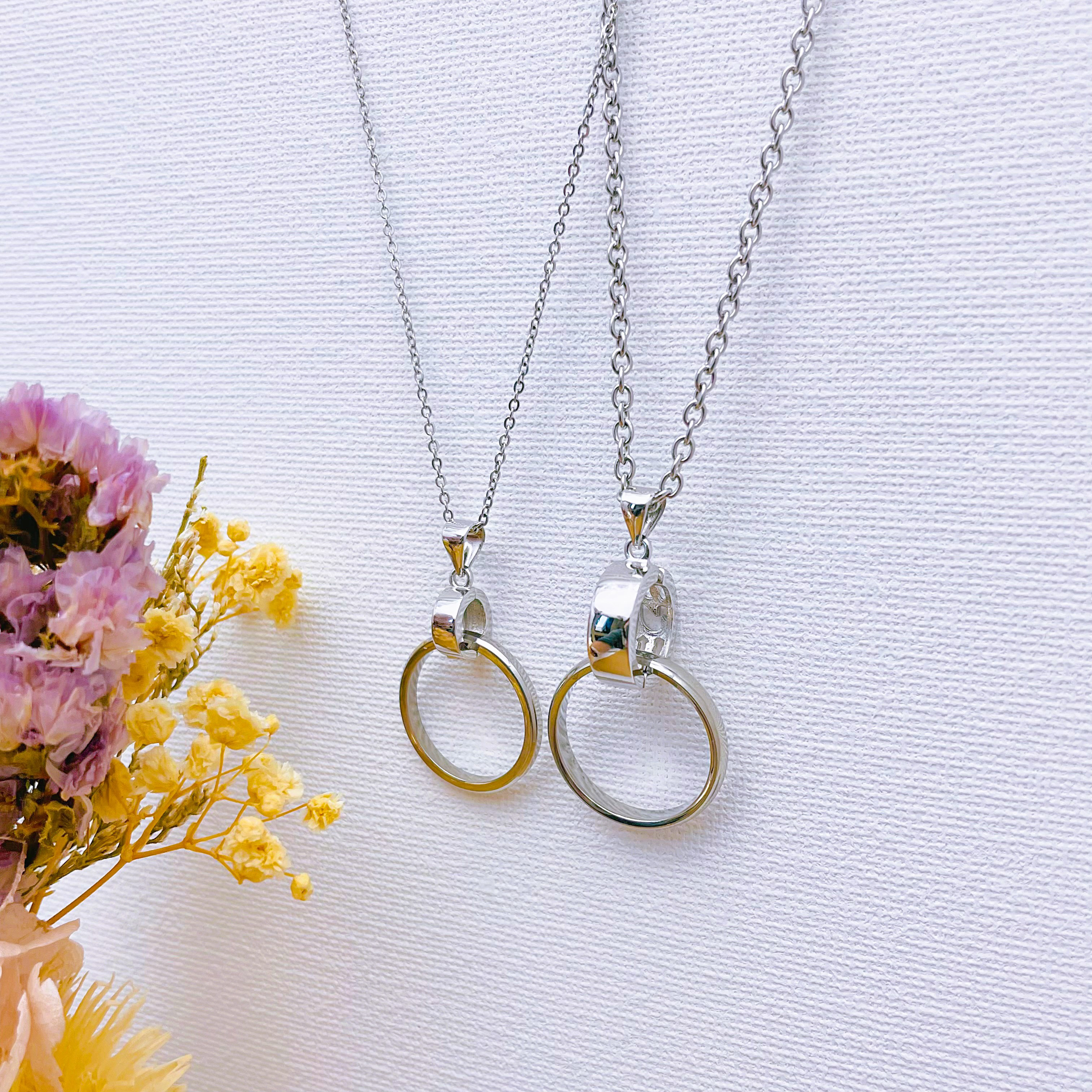 ＊大切な指輪をネックレスに＊ ペアネックレス リングホルダー 選べる ネックレスチェーン 〈2本ペア価格〉