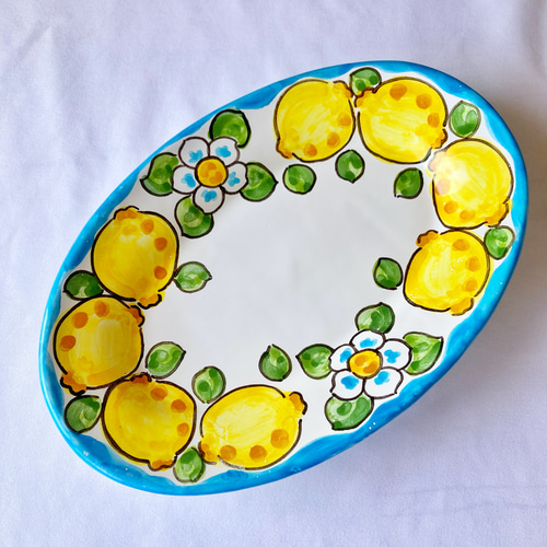オーバル皿 26cm レモン 南イタリア マヨリカ焼き イタリア陶器 OVL058
