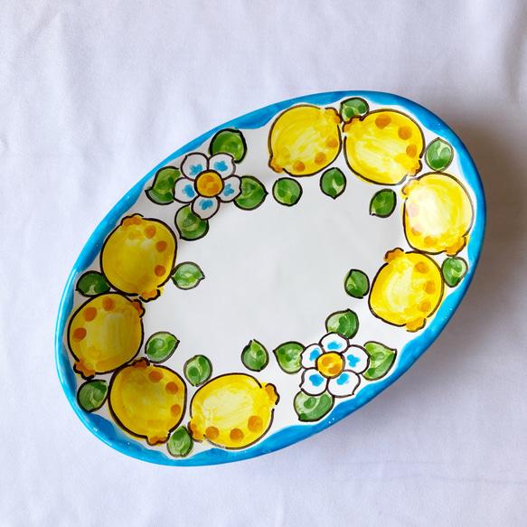オーバル皿 26cm レモン 南イタリア マヨリカ焼き イタリア陶器 OVL058