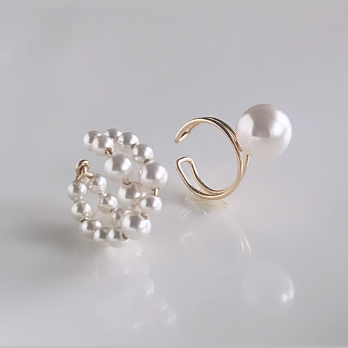 pearl cross & Grain パール イヤカフ 2点セット イヤーカフ f  