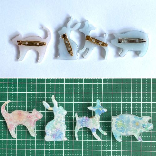 ブローチ　イチョウ　パンダ　レジン 平成の人気者＊ハシビロコウ×パンダ ビーズ刺繍ブローチ