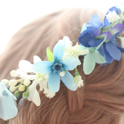 花冠 花かんむり ブルー ブルースター 水色 あじさい 結婚式