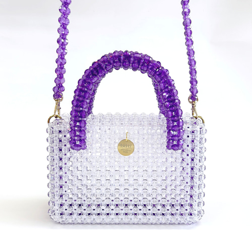 【新品・未使用タグ付】 Christiana ショルダーバッグ ビーズバッグ 2way】ショルダー/ハンドバッグ『colon』Clear × Purple L │ tutti