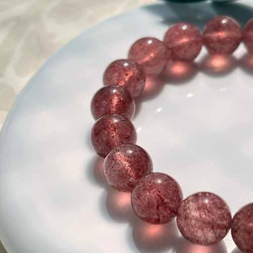 水蓮花白天珠&ストロベリークォーツブレス〜バッキーボールと共に  