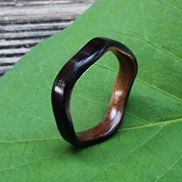 ウェーブ状の彫刻黒檀指輪 [曲げ木の指輪] 指輪・リング mozzin 通販