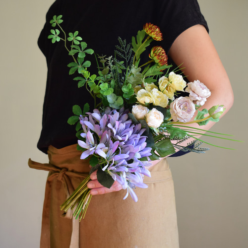 アーティシャルフラワー】アガパンサスとアイビーのブーケ ブーケ blow