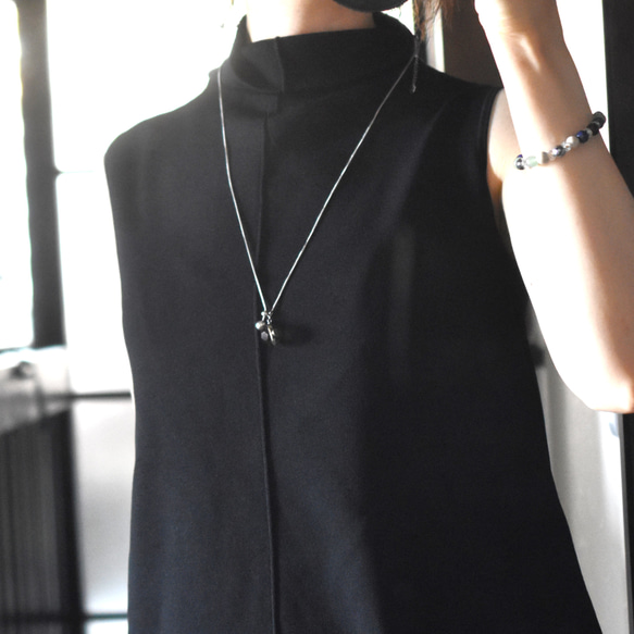 【金属アレルギー対応・２WAY】大粒スモーキークォーツ　Y字　サージカルステンレス　ロングネックレス75㎝ 11枚目の画像