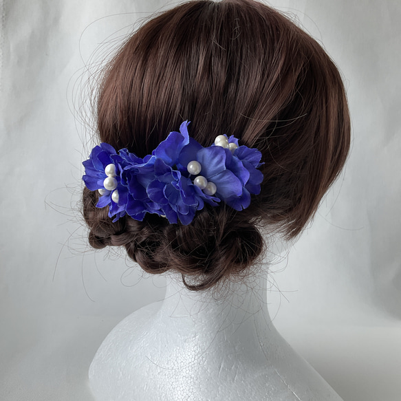 デルフィニウムのコーム 青 髪飾り ヘッドドレス 結婚式 前撮り 成人式