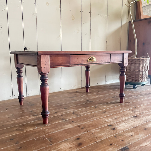 ローテーブル パイン材 アンティーク風