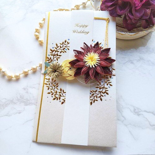 特別なお祝いに！クイリングのご祝儀袋＊Neoシックレッド ご祝儀袋