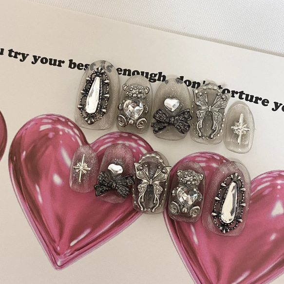 design184】ブラックチークマグネットネイルチップ ネイルチップ（つけ  